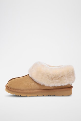 Pantoufles fourrées en nubuck Ibis  - Marron