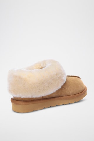 Pantoufles fourrées en nubuck Ibis  - Marron