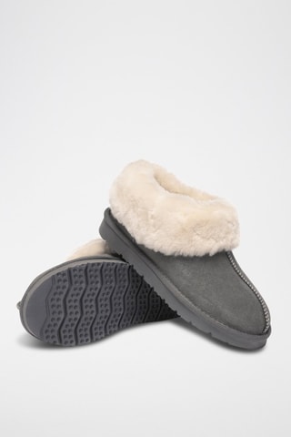 Pantoufles fourrées en nubuck Ibis  - Gris
