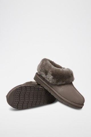 Pantoufles fourrées en nubuck Ibis  - Marron