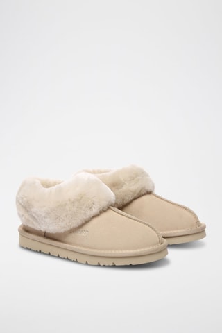 Pantoufles fourrées en nubuck Ibis  - Beige