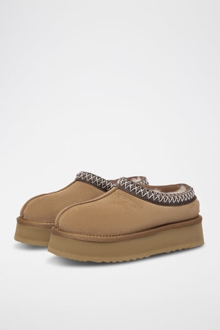 Sabots fourrés plateformes en nubuck Wonga  - Marron