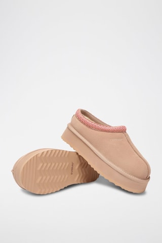 Sabots fourrés plateformes en nubuck Wonga  - Rose clair