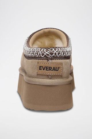 Sabots fourrés plateformes en nubuck Wonga  - Beige