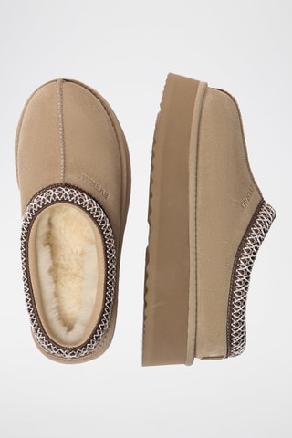 Sabots fourrés plateformes en nubuck Wonga  - Beige