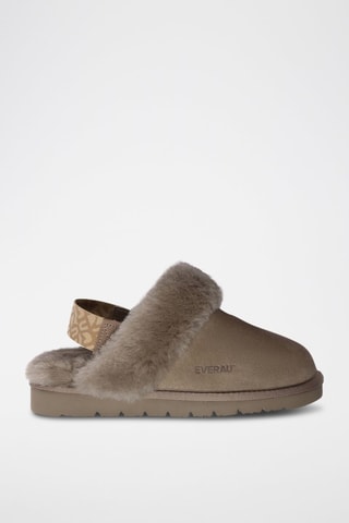 Pantoufles fourrées en nubuck Pelican  - Gris et marron