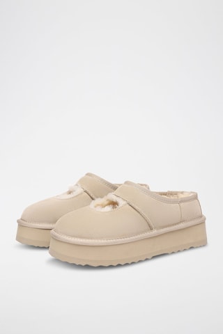 Babies fourrées plateformes en nubuck Plumed  - Beige