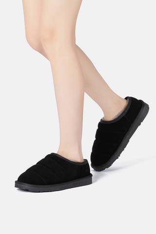 Chaussons fourrés en nubuck Jaeger   - Gris et noir