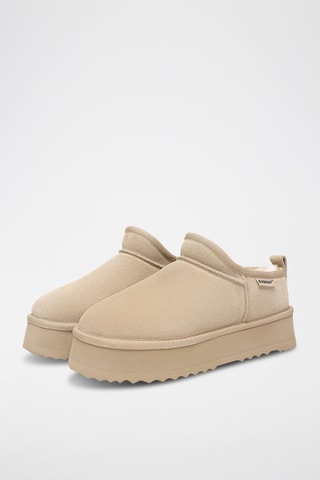 Bottines fourrées plateformes en nubuck Classic  - Beige