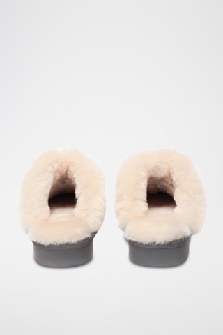 Pantoufles fourrées en nubuck Raven  - Gris