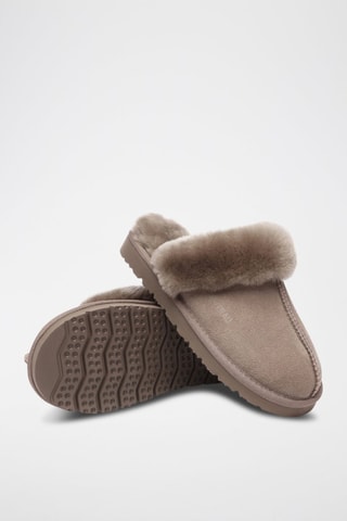 Pantoufles fourrées en nubuck Raven  - Marron