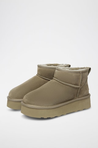 Bottines fourrées plateformes en nubuck Heron  - Gris