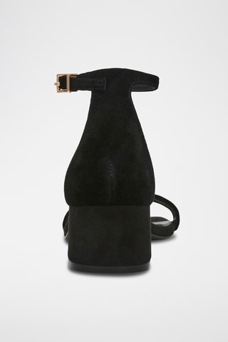 Sandales à talons en cuir de mouton nubuck - Noir