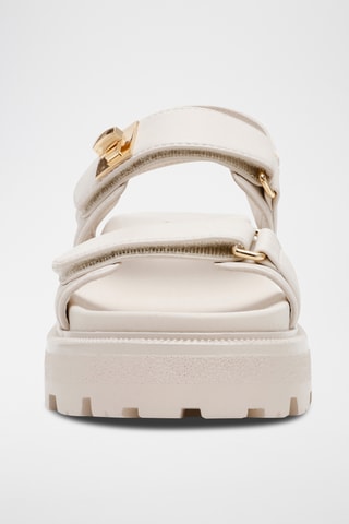 Sandales à talons en cuir de mouton - Ecru