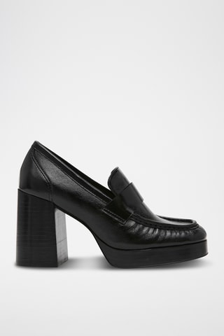 Mocassins à talons en cuir - Noir