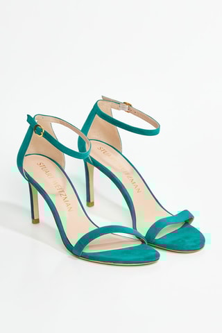 Sandales à talons en cuir de chèvre nubuck Nunakedstraight - Vert clair