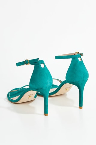 Sandales à talons en cuir de chèvre nubuck Nunakedstraight - Vert clair