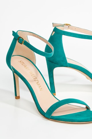 Sandales à talons en cuir de chèvre nubuck Nunakedstraight - Vert clair