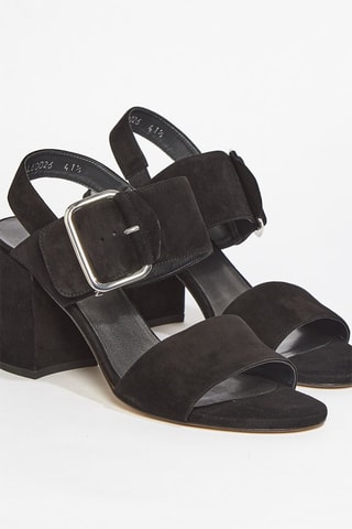 Sandales à talons en cuir de chèvre nubuck Citysandal - Noir
