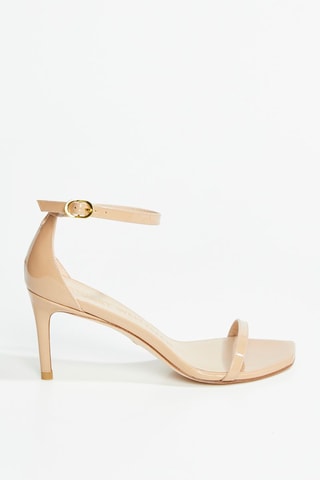 Sandales à talons en cuir de veau verni Nudistcurve - Nude