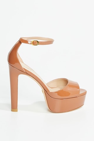 Sandales plateformes en cuir de veau Discoplatform - Marron clair