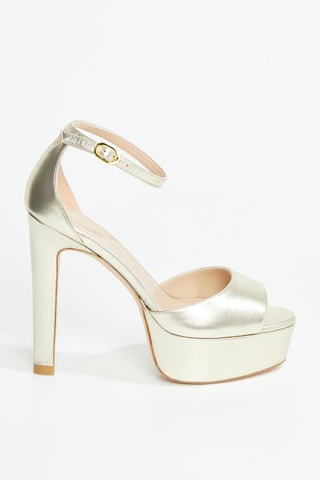 Sandales à talons en cuir de chèvre Discoplatform - Doré