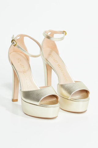 Sandales à talons en cuir de chèvre Discoplatform - Doré