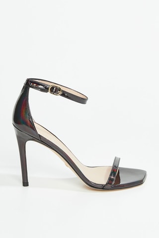 Sandales à talons en cuir de chèvre verni Nudistcurve - Noir