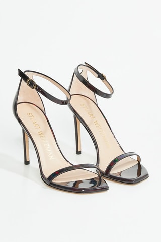 Sandales à talons en cuir de chèvre verni Nudistcurve - Noir