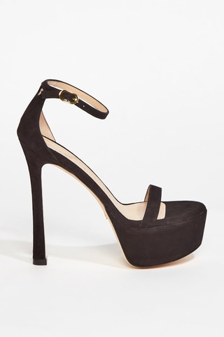 Sandales à talons en cuir de chèvre nubuck Nudistcurve Hollywoo - Noir