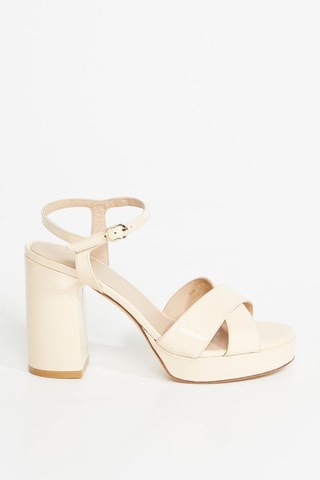 Sandales à talons plateformes en cuir - Beige