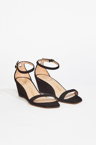 Sandales compensées en cuir de chèvre nubuck Nudistcurve - Noir