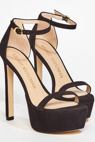 Sandales à talons en cuir de chèvre nubuck Nudist Hollywood - Noir