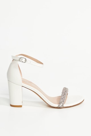 Sandales à talons en cuir Hishine - Blanc et argenté