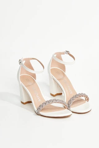 Sandales à talons en cuir Hishine - Blanc et argenté