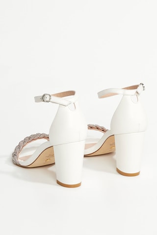 Sandales à talons en cuir Hishine - Blanc et argenté