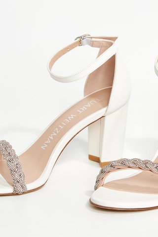 Sandales à talons en cuir Hishine - Blanc et argenté