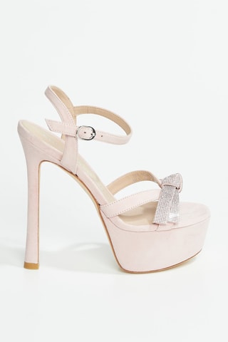 Sandales en cuir de chèvre Bow - Rose pâle