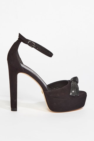 Sandales à talons en cuir de chèvre nubuck - Noir