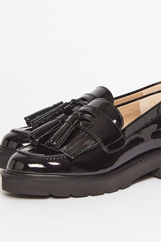 Mocassins en cuir de veau verni Mila - Noir