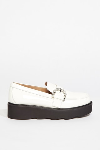 Mocassins plateformes en cuir de veau Piper - Blanc