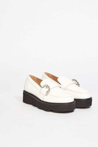 Mocassins plateformes en cuir de veau Piper - Blanc