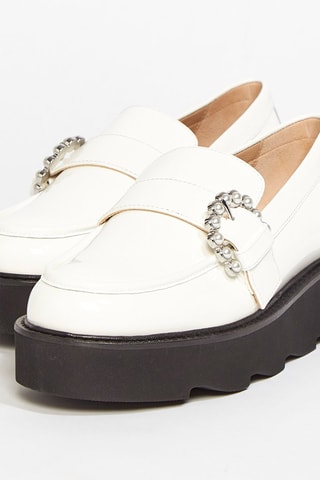 Mocassins plateformes en cuir de veau Piper - Blanc