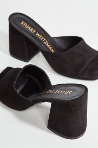 Mules à talons compensées en cuir - Noir