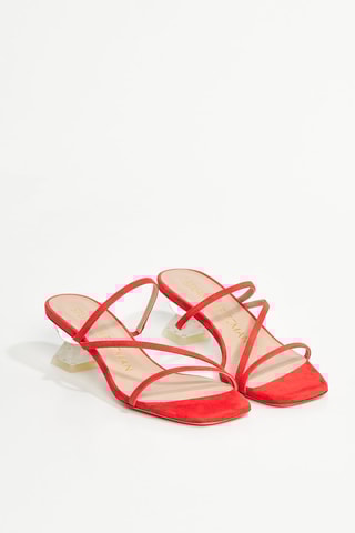 Mules à talons en cuir de chèvre Lucite - Rouge