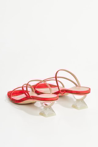 Mules à talons en cuir de chèvre Lucite - Rouge