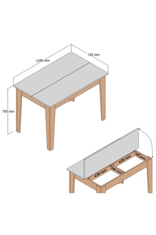 Table à manger 1 abattant - 110 x 75 x 72 cm