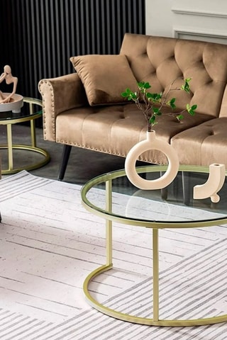 2 tables gigognes en verre Belarus  - 80 x 80 x 45 cm