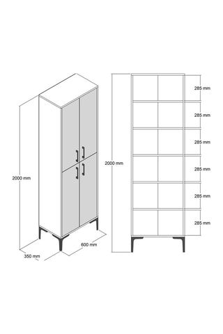 Meuble de rangement 4 portes Crème et imitation bois