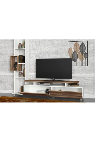 Composition murale Tulip - Imitation bois et blanc